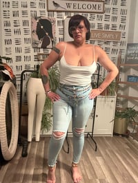 Image 1 of Button front light wash jeans 