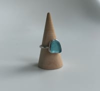 Image 3 of Bright Blue Sea Glass Ring size N