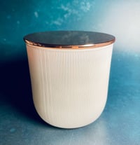 Image 1 of Birch & Amber  White ribbed Lidded Candle 260g
