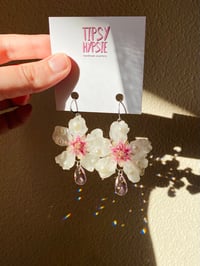 🌸Pearly Almond Blossom Pink Crystal🌸 Silver