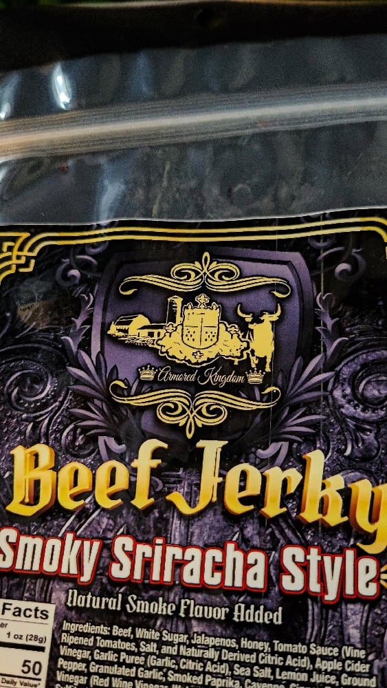πThe Armored Kingdom Smoky Sriracha Style Beef Jerky π