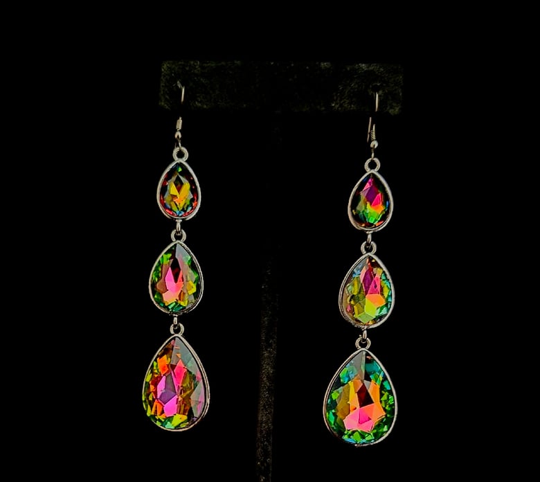 Image of Pink/Green Dressy Pierced Earrings 