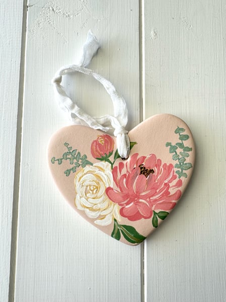 Image of Ceramic Heart Ornament - Blush Pink