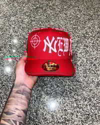 Image 3 of RED NY YANKEES CUSTOM FITTED CAP PT.2p