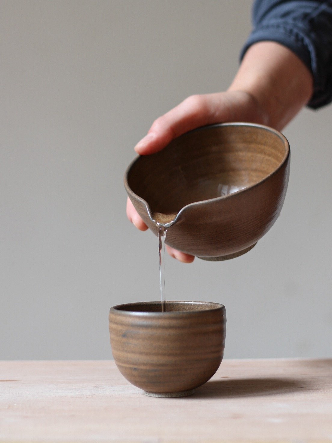 Image of matcha bowl in textured tamba