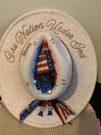 Image 5 of "One Nation Under God" 4th Of July Fedora Wide Brim Hat