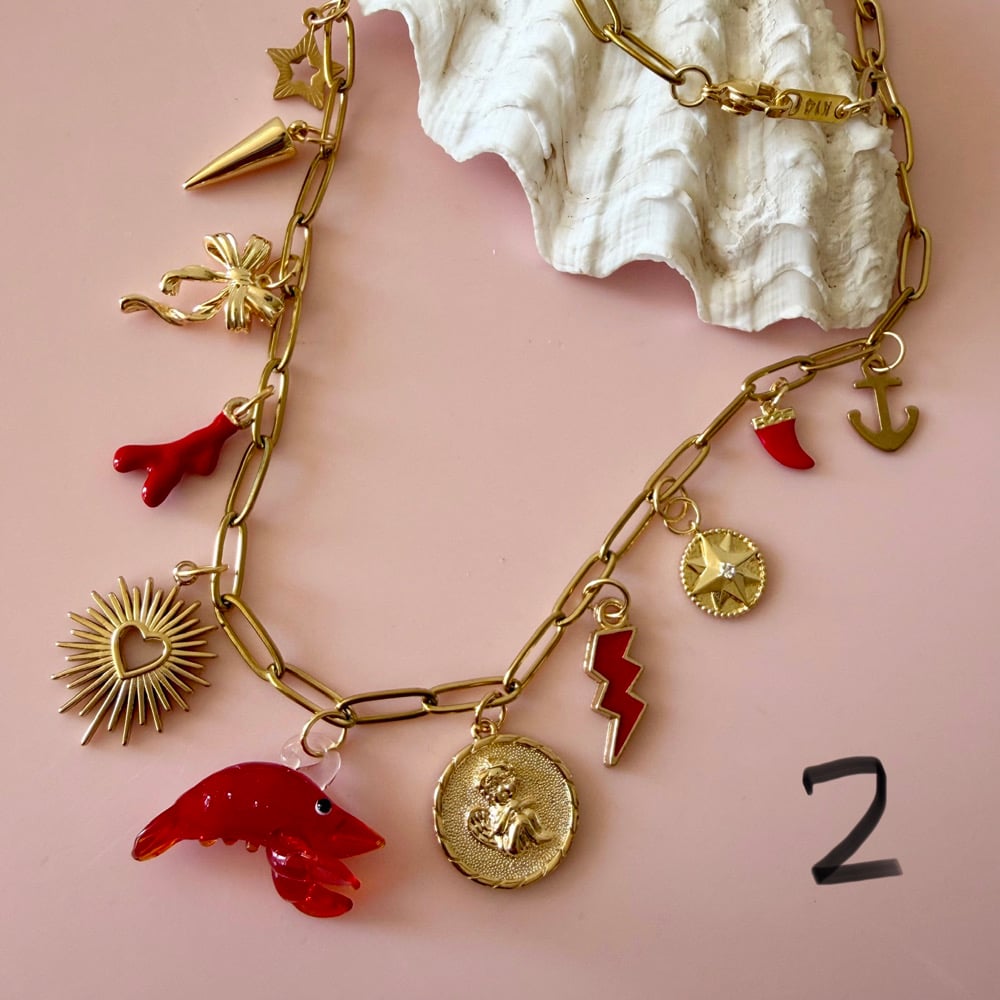 Image of Gold Paperclip Charm Necklaces