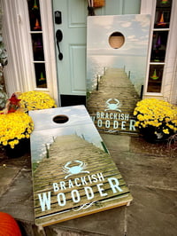Image 3 of Brackish Wooder Cornhole Boards - Pier Sunset - MT2054