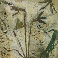 Image 3 of Botanical Monotype ~ Snowdrops, Olive, Muddy Greens and Browns ~ 5x7 Birch Panel 