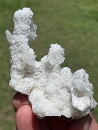 Image 11 of Quartz Stalagmite Coated With Aragonite & Clear Rhombohedral Calcite #2544