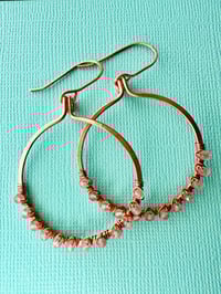 Image 4 of Rose Quartz (Copper) Hoop Earrings