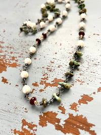 Image 2 of Boho Pearl And Garnet Necklace