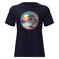 Image 3 of Women's Relaxed T-Shirt, Tropical Beach Sunset tee