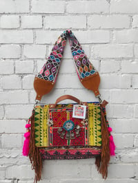 Image 1 of Large City Bag with vintage fabric strap