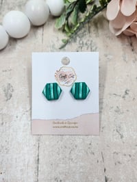 Emerald Hexagon Polymer Clay Stud Earrings