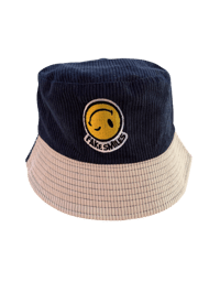 Image 1 of Cream and blue corduroy bucket hat 