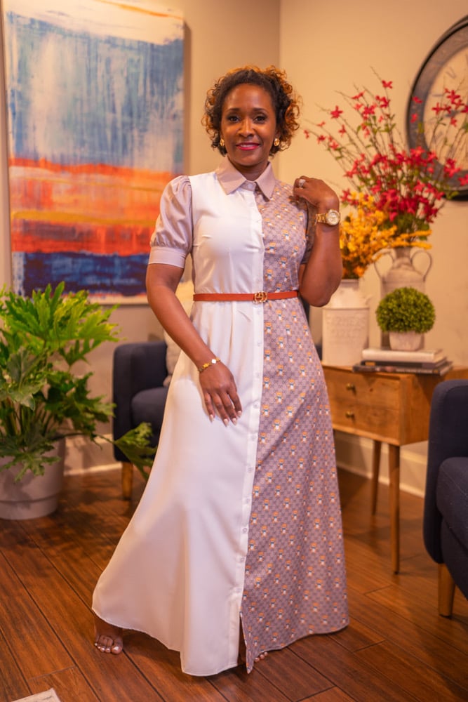 Image of Button Down Contrast Dress