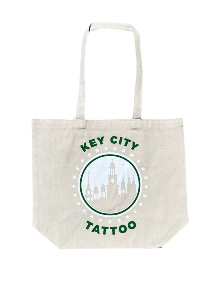 Image of Key City Tattoo  Beige Tote bags 
