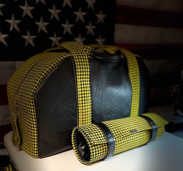 Image of Yellow houndstooth duffle and tool roll