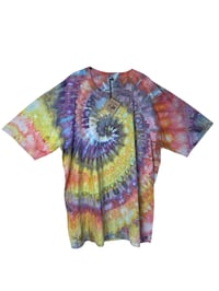 Image 2 of 3XL Adult Combed Cotton Tee in Earthy Bright Spiral Ice Dye