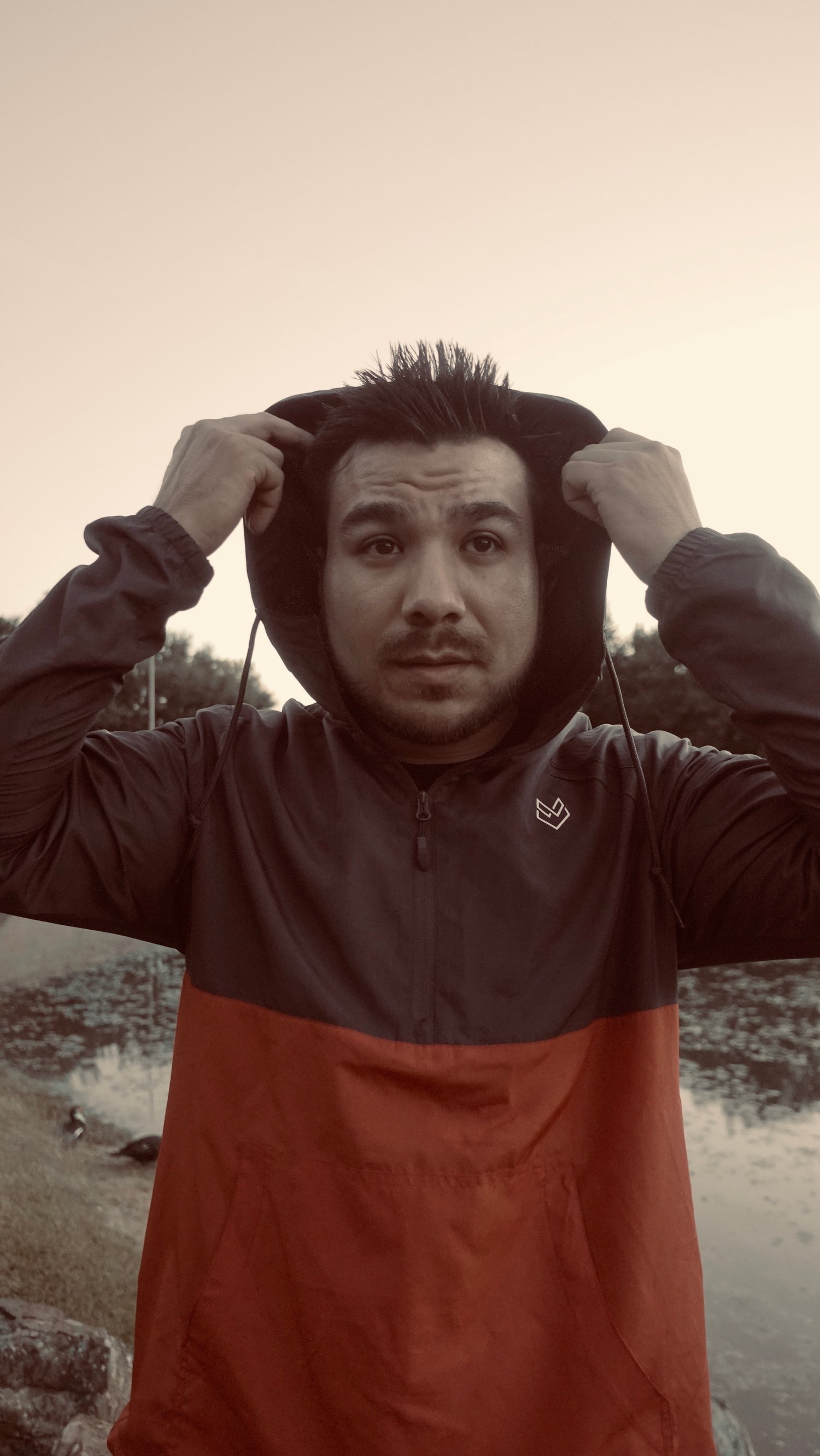 Image of Men's Windbreaker (Navy/Red)