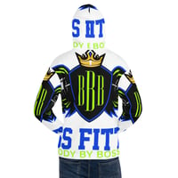 Image 2 of BOSSFITTED Neon Green and Blue Unisex Hoodie