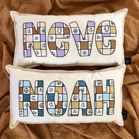 Image 1 of Coastal Check Personalised Cushion