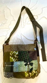 Image 2 of Patchwork Messenger Bag - Lime Green