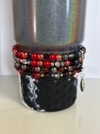 Image 2 of  Midnight Ruby and Black Tumbler Bracelet Stack
