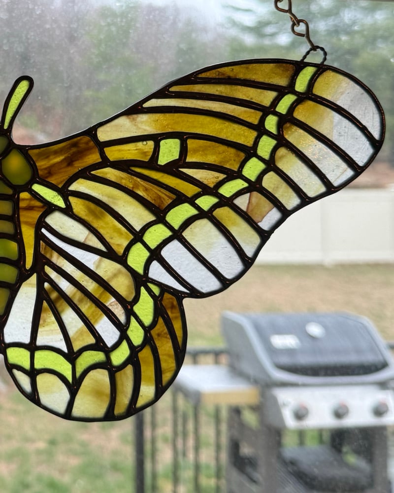 Green Moth - Tiffany Lamp Screen Inspired