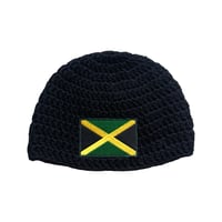 Image 1 of Black Jamaican Flag Fitted Beanie
