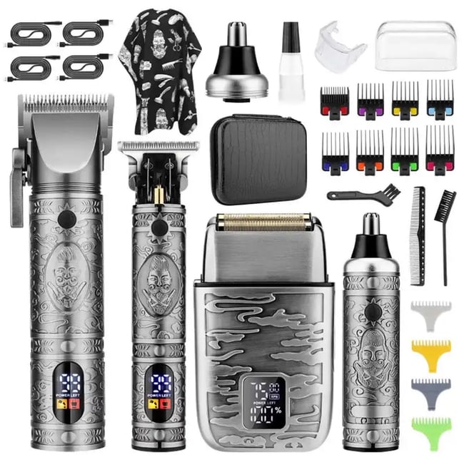 Resuxi 740 All Metal Hair Clippers Ears Nose Hair Trimmer Electric Shaver Set 