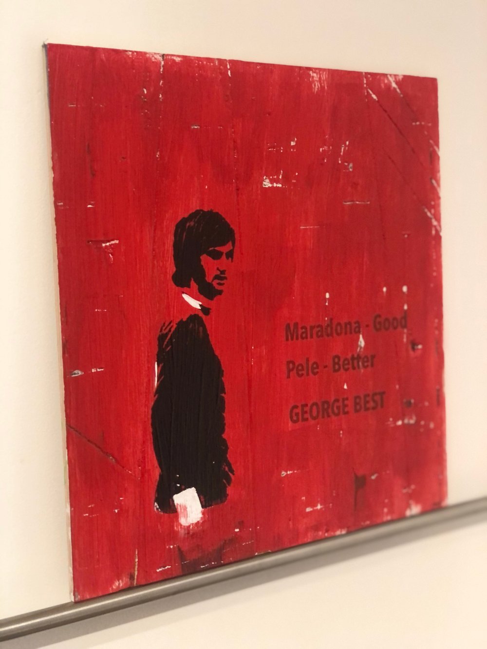 George Best Genius hand painted on wood