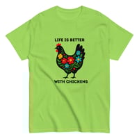 Image 10 of Unisex classic tee, Life Is Better With Chickens T-Shirt | Farm Life Floral Chicken Graphic Tee