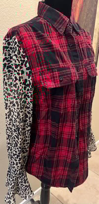 Image 2 of Vintage Funky Red/Black Flannel Shirt Leopard Sleeves Vinyl Record