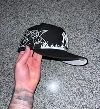 Image 1 of BLACK ANGELIC FLAME YANKEES CUSTOM FITTED CAP