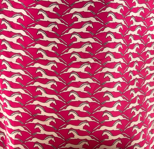 FUCHSIA HORSES RUFFLE BLOUSE
