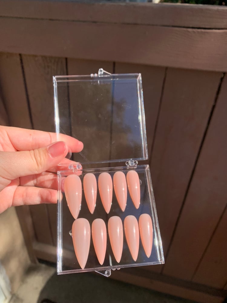 Image of Natural Nude Nails ( Long Stiletto) 