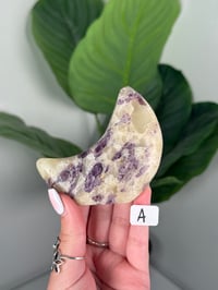 Image 1 of FLUORITE X CALCITE SELF STANDING MOONS