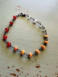 Image 12 of carnelian spiny oyster topaz and opal bracelet