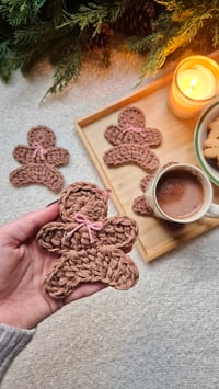 Image 3 of Gingerbread Man Coasters Pink & Red x4