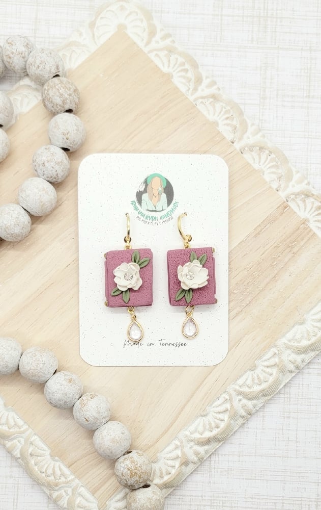 Image of Floral Book Dangles in Mauve