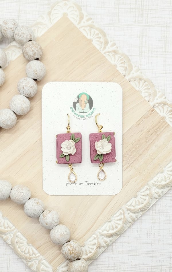 Image of Floral Book Dangles in Mauve