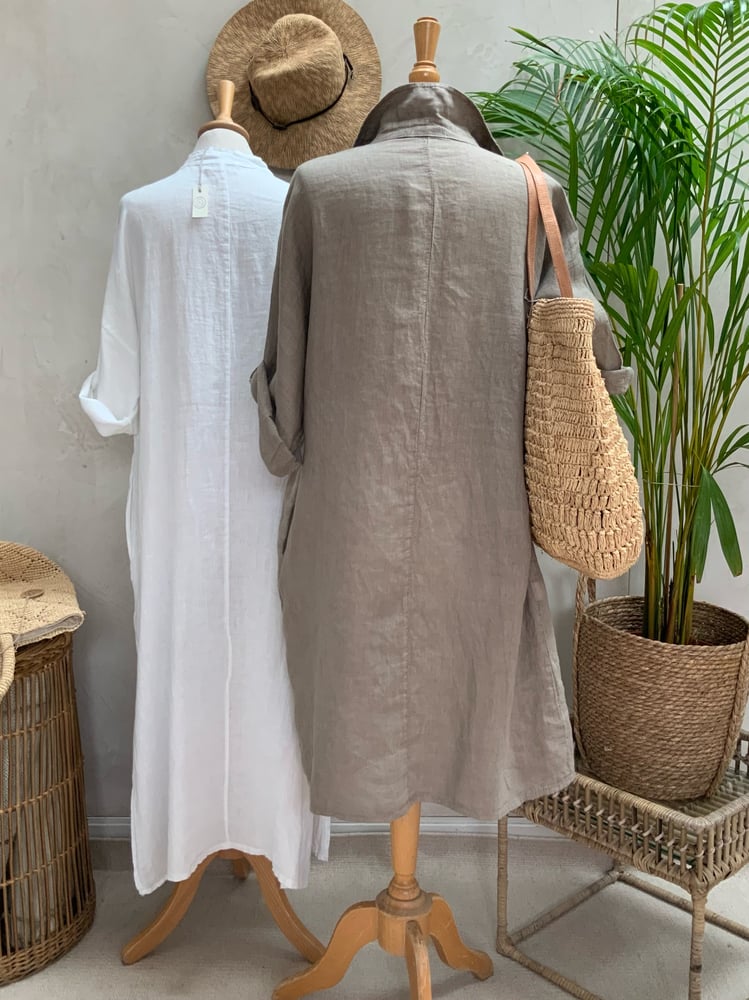 Image of Robe En Lin Chloé Taupe