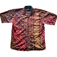 Image 1 of Men’s Batik Button Up Short Sleeve Shirt by Bintang - Size XL