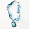 SILK SCARF NECKLACE TURQ