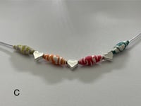 Image 4 of Handcrafted Paper Bead Necklace with Sterling Silver Hearts