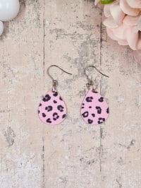 Image 2 of Pink Leopard Teardrop Earrings