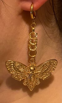 Image 3 of DeathHead Chainmaille Huggie Earrings