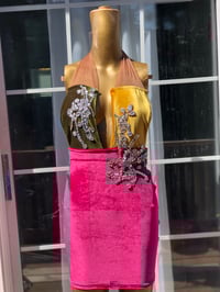 Image 3 of “AMINA” Rhinestone Colorblock Homecoming Dress